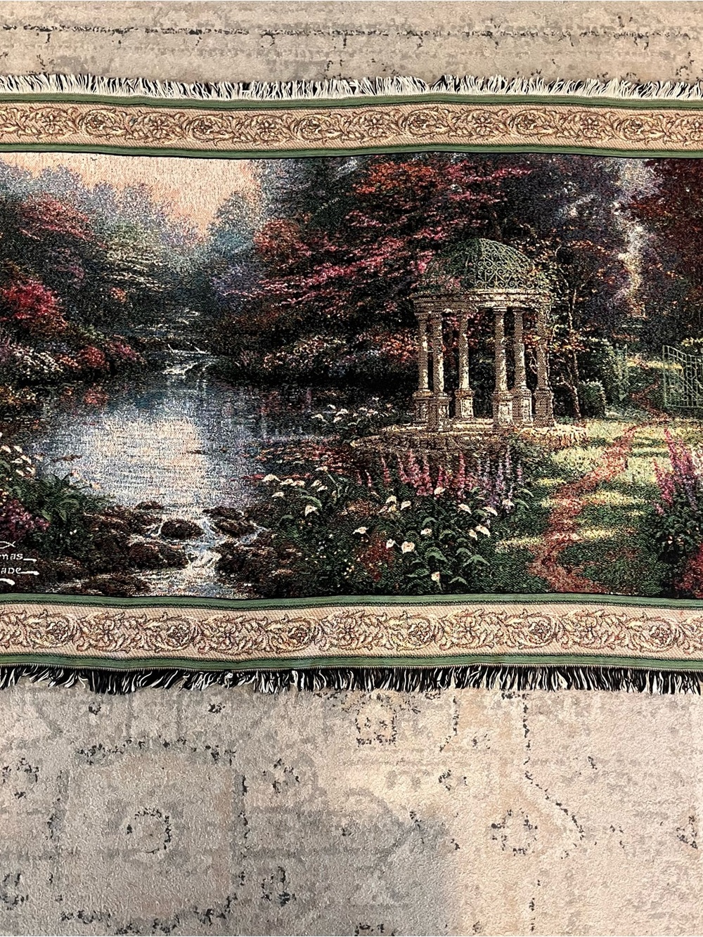 Thomas Kinkade Painter of Light Throw Blanket Tapestry USA 100 Cotton VTG